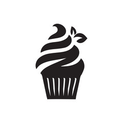 Silhouette cupcake Icon, food logo, Vector illustration isolated on white background. Can be used as icon, sign or symbol - cupcake silhouette.