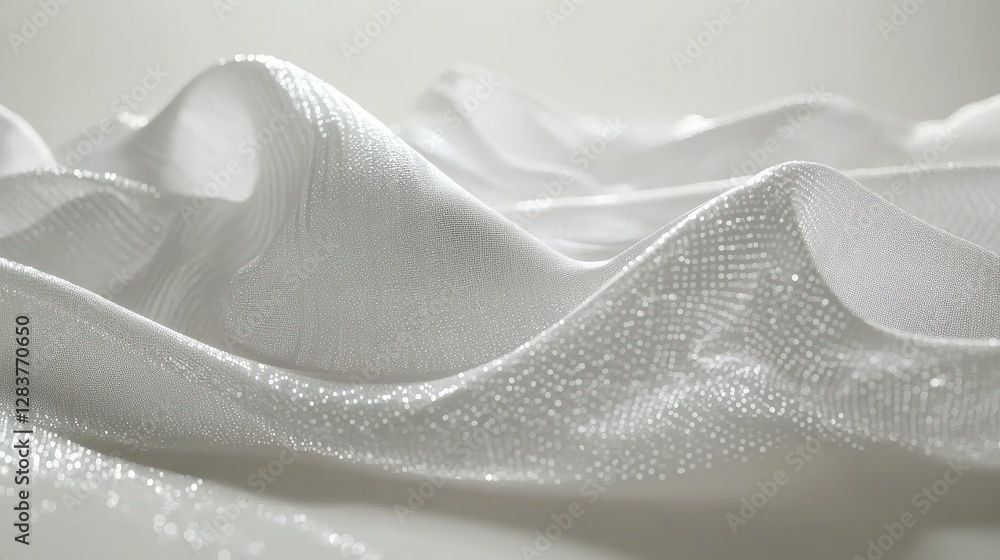 Poster elegant white fabric with luminous texture and soft draping waves