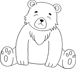 Brown Bear Sitting Illustration Clipart