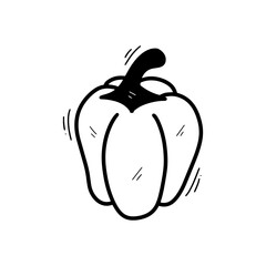 Hand Drawn Paprika Illustration. Doodle Vector. Isolated on White Background - EPS 10 Vector