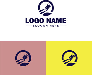 Scuba Diving icon Underwater diving Deep-sea exploration Subaquatic exploration flat logo sign symbol editable vector