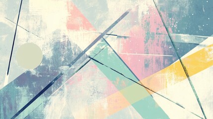 Abstract geometric lines background in soft pastel winter colors with a modern artistic touch
