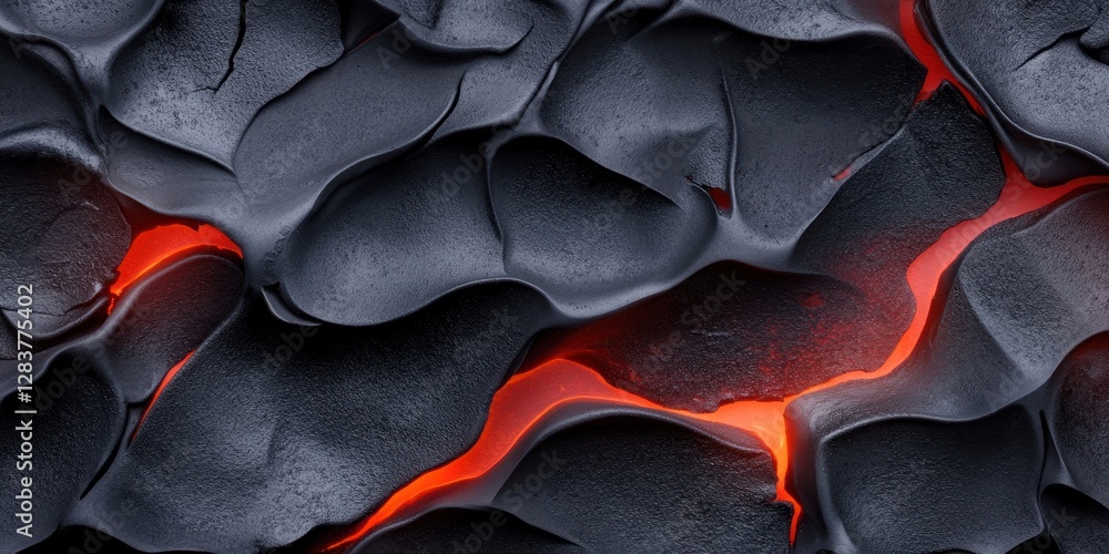 Poster a mesmerizing texture showcases flowing red lava between dark solidified rock formations creating a 