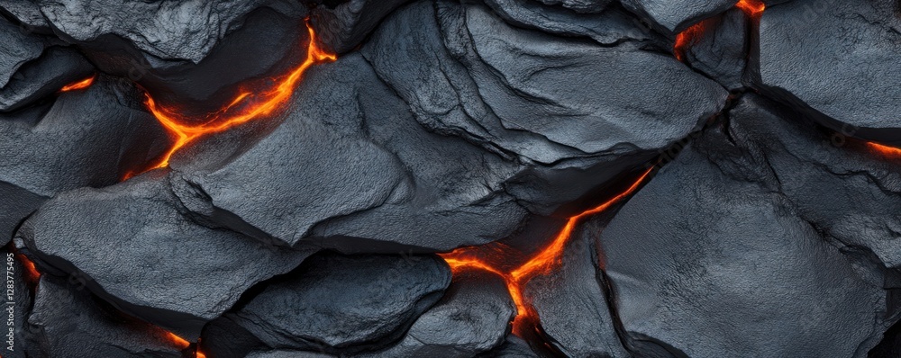 Aufkleber textured background features striking red lava flowing through dark volcanic rocks creating a stunni