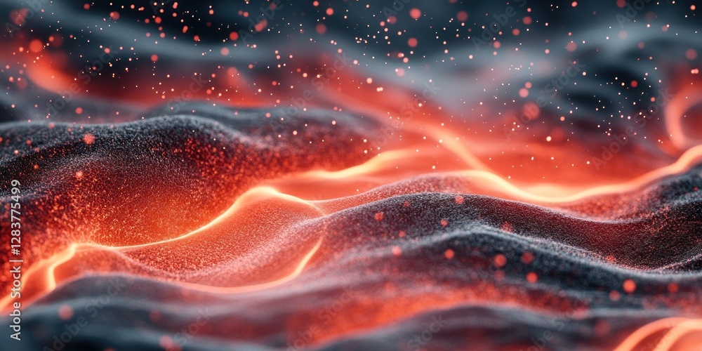 Poster this striking texture features flowing hot red lava with glowing embers and dark undertones. the vib