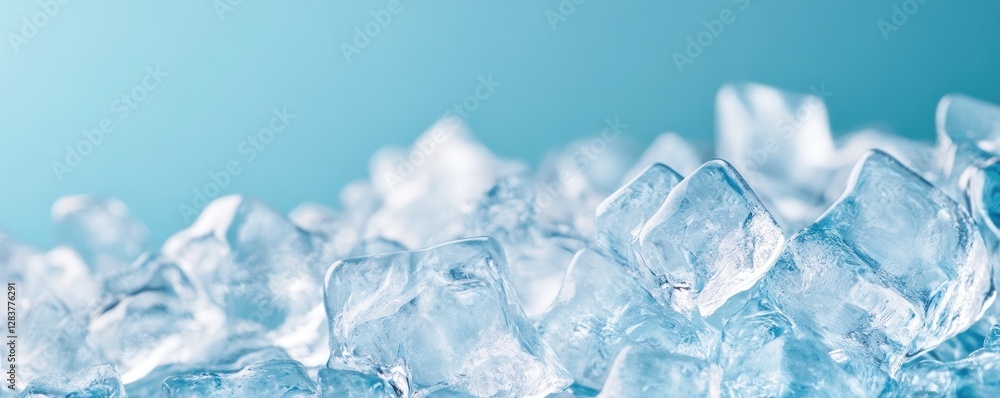 Aufkleber cool ice cubes form a striking natural texture against a soothing blue backdrop. the clear crystal-l