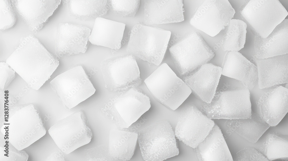 Poster this natural ice texture features an arrangement of ice cubes scattered against a smooth surface