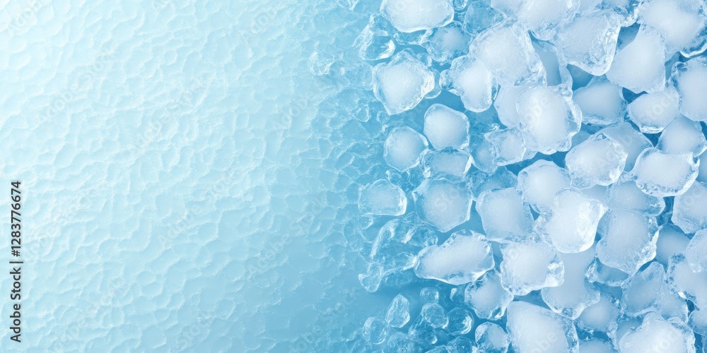 Poster a beautiful backdrop featuring a textured ice surface with scattered icicles and a light blue color 