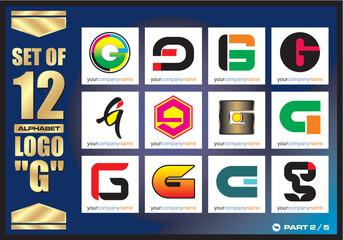 Business Corporate Logo Set, Alphabet G abstract logos, Flat Icons For Business Template Logo, Square Elements, Website, Business Symbol And Circle Elements