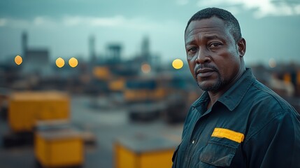 Portrait of a Confident Industrial Worker in a Busy Yard