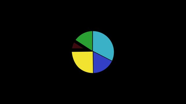 animation of pie chart with numbers and percentage,