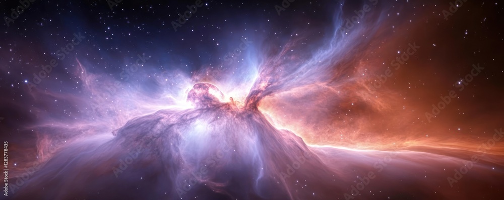 Poster captivating nebula texture background featuring a blend of vibrant colors and complex patterns. perf