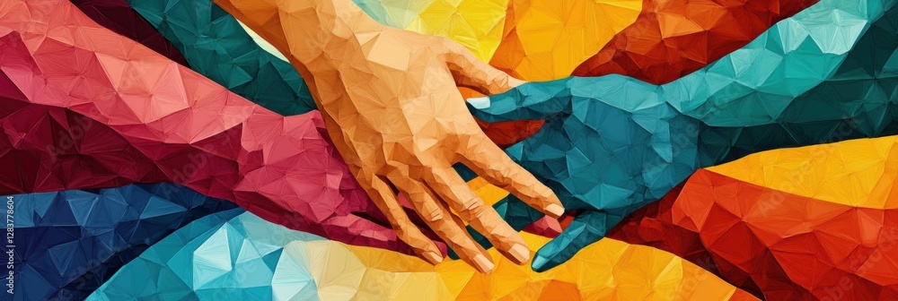 Leinwandbilder interconnected hands symbolize unity and support among diverse groups of people. generative ai