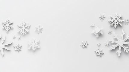White Paper Snowflakes on a Soft White Background for Winter Themes