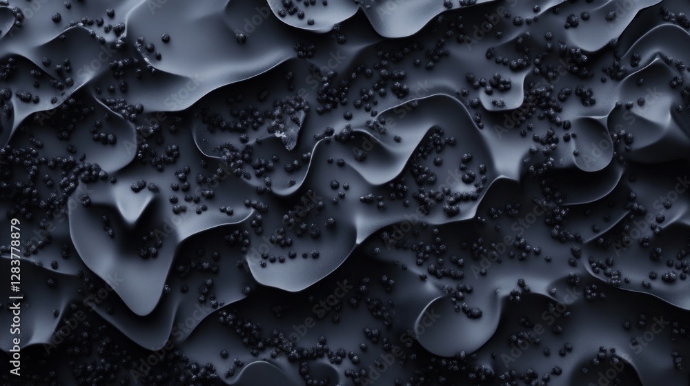 Poster dark textured background featuring fluid shapes and a combination of smooth and bumpy surfaces. this