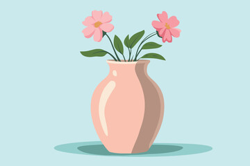 Vector of vase isolated on a white background, Flat style cartoon vector illustration, Flowers in vases, arrangements decorations for home, office.