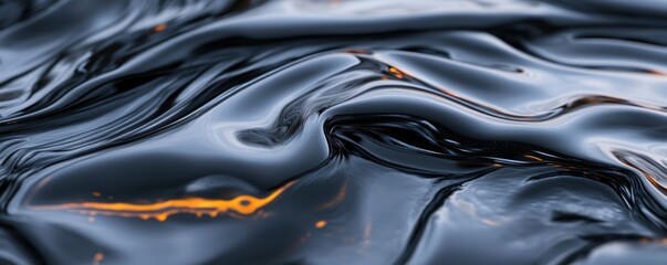 Rich black texture resembling an oil spill creates a visually striking background with smooth waves and subtle highlights
