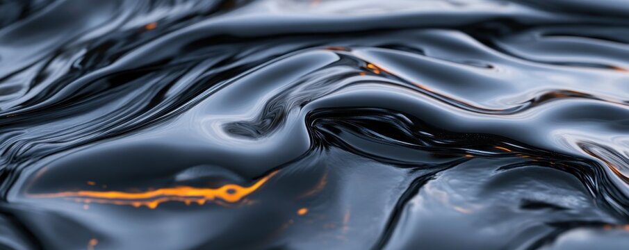 Rich black texture resembling an oil spill creates a visually striking background with smooth waves and subtle highlights