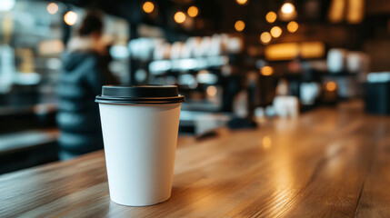 3d white paper coffee cup isolated vector mockup. Disposable drink mock up for takeaway hot espresso from cafe with plastic black lid. Cappuccino cardboard package container render design illustration