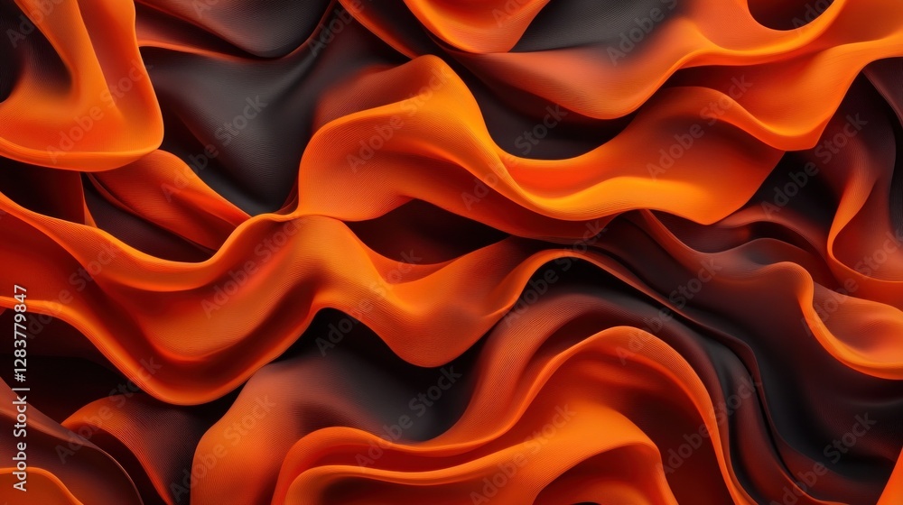 Poster vibrant flames texture features smooth flowing curves in shades of orange and black creating a dynam