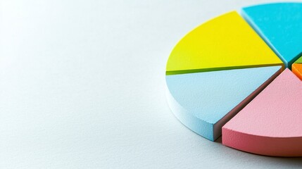 Fototapeta premium Colorful Pie Chart Segment Model on White Background for Educational and Business Purposes