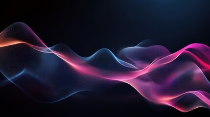 Fototapeta premium Abstract colorful wave of light against black background