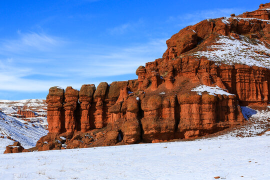 Footage of geological formations called fairy chimneys, formed by erosion by rain, wind and flood waters.