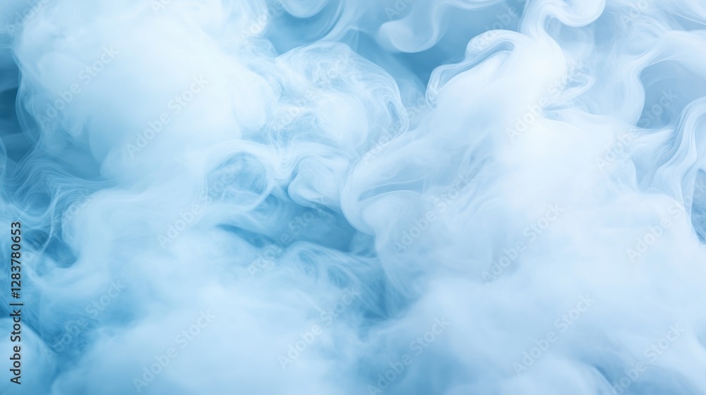 Poster swirls of misty fog create an ethereal background offering a calming blue texture. this backdrop inv
