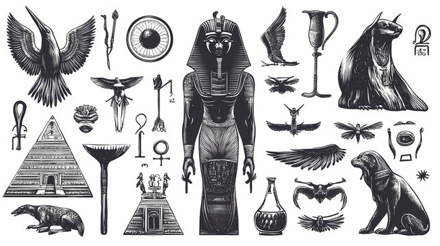 ancient egypt vector sketches