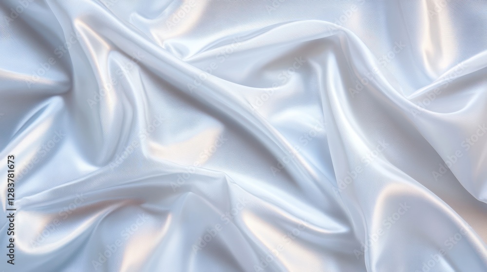 Poster smooth glossy plastic texture showcases a shimmering white surface with gentle folds creating a mode