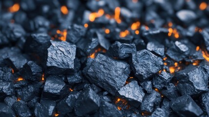 This glowing coal texture presents a striking display of dark stones interspersed with vibrant embers