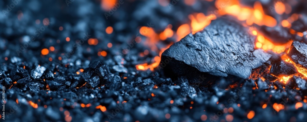 Poster a vibrant and detailed texture of glowing coal showcases an intricate blend of illuminated embers an