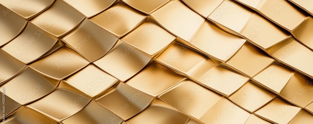 Poster this textured background showcases a seamless pattern of interwoven gold metal surfaces. the reflect