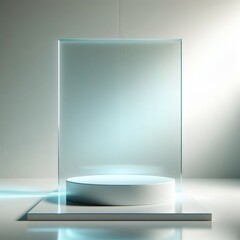 Modern Minimalist Product Display Stand with Glass Panel