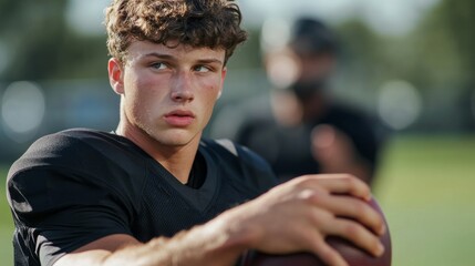 A quarterback performing a throwing drill with focus on mechanics. Featuring technique and strength