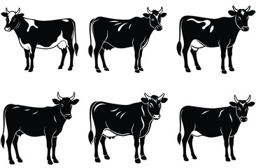 Exploring the World of Bundle Cows shilhouette. Animal vector silhouette , clip art, and symbol. Shilhouette of animal concept and simple design. 