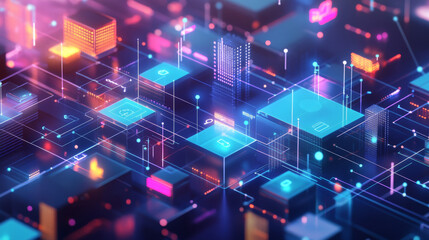 Obraz premium DMP, Data management platform isometric landing page. Collecting and managing businesses information to identify audience segments. Helicopter and forklifts building info blocks 3d vector web banner