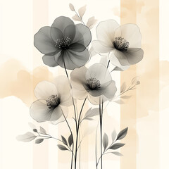 Abstract floral background with poppies in pastel colors