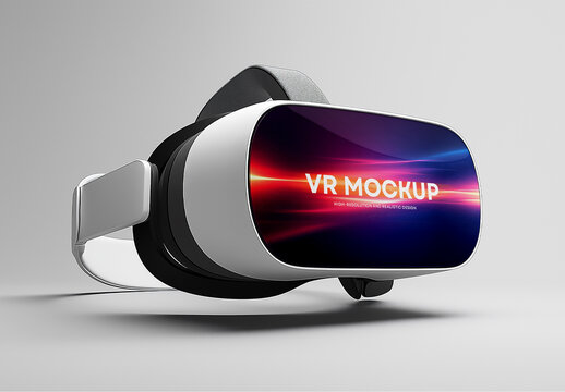 VR Headset Mockup with a Realistic Display, featuring a High-Quality Virtual Reality Device PSD, designed as an Editable 3D Wearable Technology Template for UI/UX Design & Branding