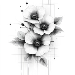 Poppies on a white background. 