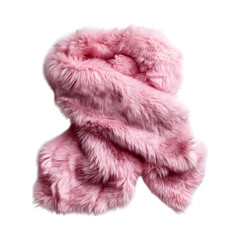 Faux Fur Scarf with Pastel Pink Hues Isolated on Transparent Background