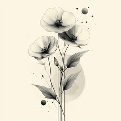 Floral background with poppies. Hand drawn illustration.