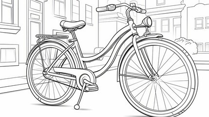 Obraz premium Bicycle line art on white background. Neural network AI generated