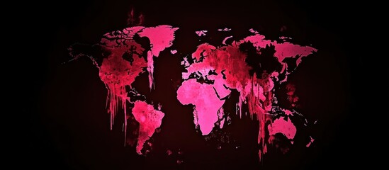 Global crisis; red world map; dark background; website banner