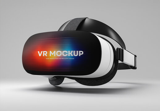 VR Headset Mockup with a Realistic Display, featuring a High-Quality Virtual Reality Device PSD, designed as an Editable 3D Wearable Technology Template for UI/UX Design & Branding