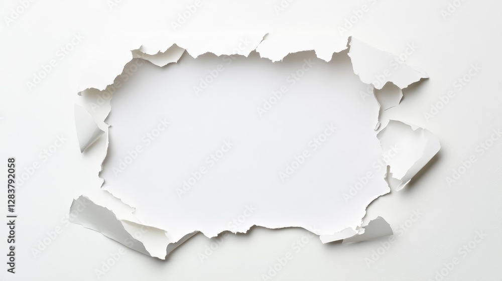 Poster torn white paper with space for text or design elements