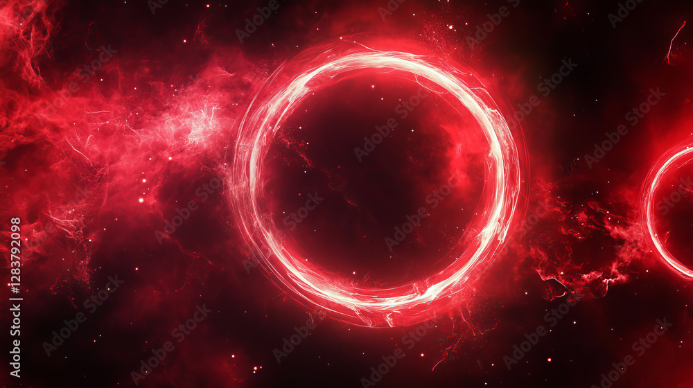 Poster red circle frames set isolated on transparent background. vector realistic illustration of round neo