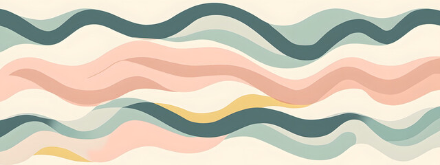 A pattern of wavy lines in pastel colors, creating an abstract background with a sense of movement and depth
