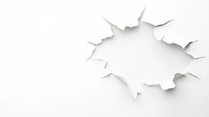 Torn Paper Hole on White Background for Creative Design Projects