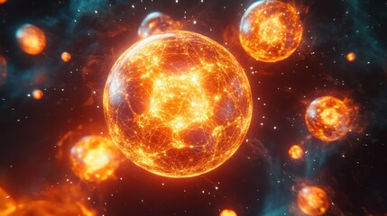 Fiery spheres explode in cosmic nebula
